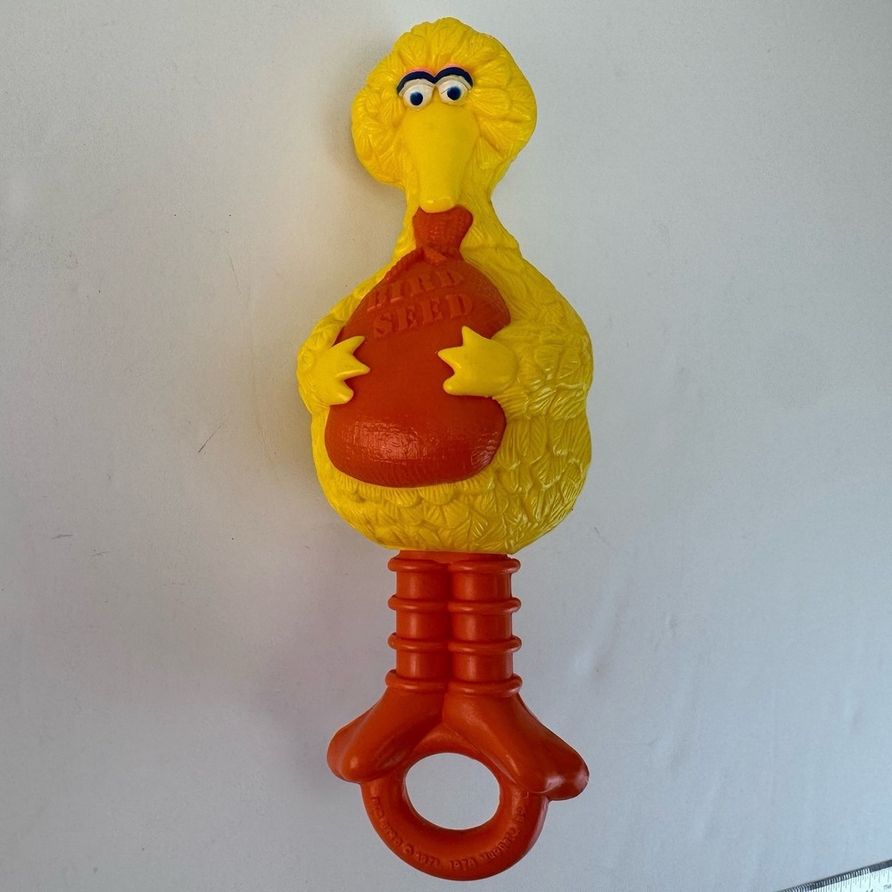 Vintage 1978 Big Bird Sesame Street Baby Rattle Toy -‎ 9" (L)